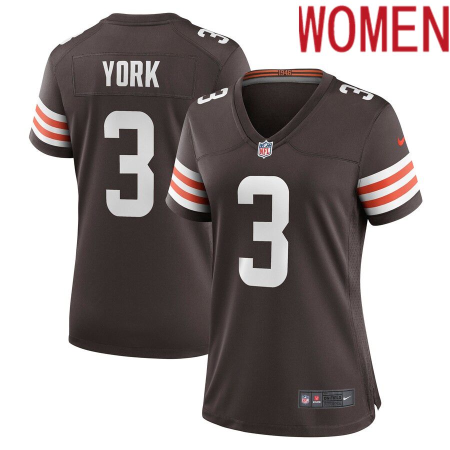 Women Cleveland Browns #3 Cade York Nike Brown Game Player NFL Jersey->women nfl jersey->Women Jersey